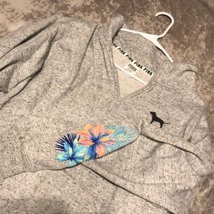 PINK sweater with flower prints on sleeves